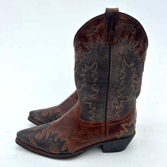 Laredo Men’s Nash Snip Toe Boots 6760 Brown Black Embroidered 10 EW - Picture 7 of 11
